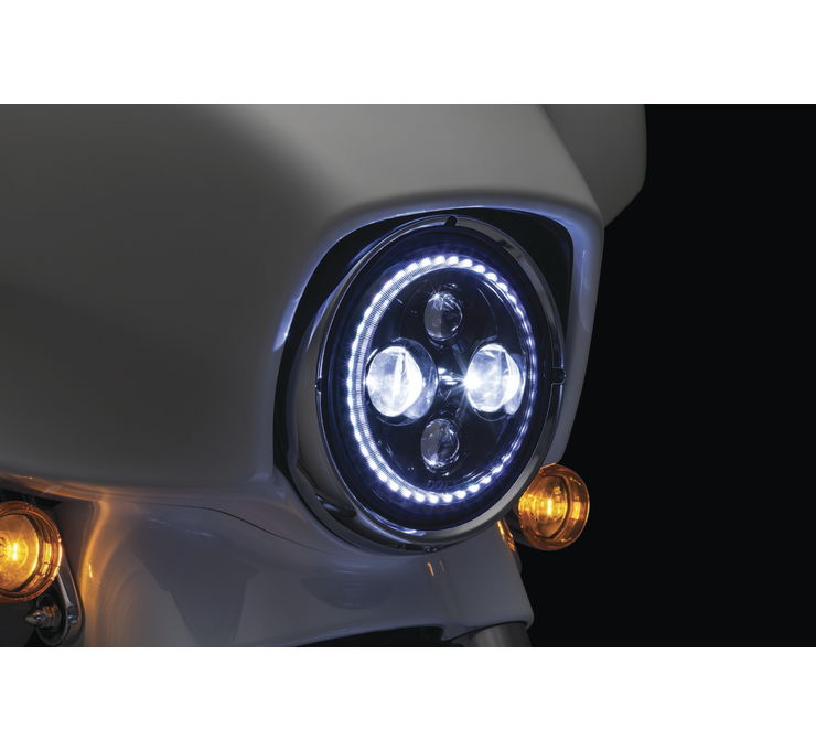 Orbit Vision 7" LED Headlight with White Halo for Indian