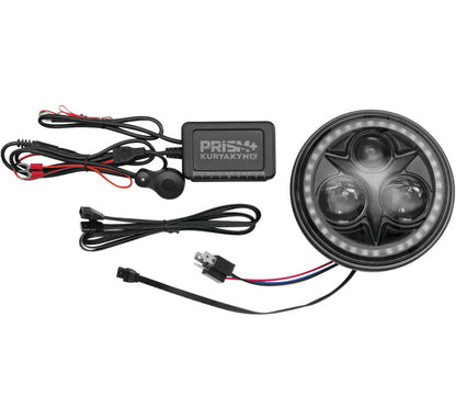 Orbit Prism 5-3/4" LED Headlight with Bluetooth Controlled Multi-Color Halo for Indian and Victory