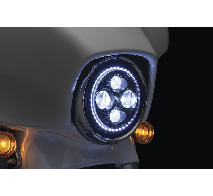 Orbit Vision 7" LED Headlight with White Halo for Indian